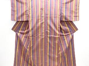 格子織り出し米沢紬着物